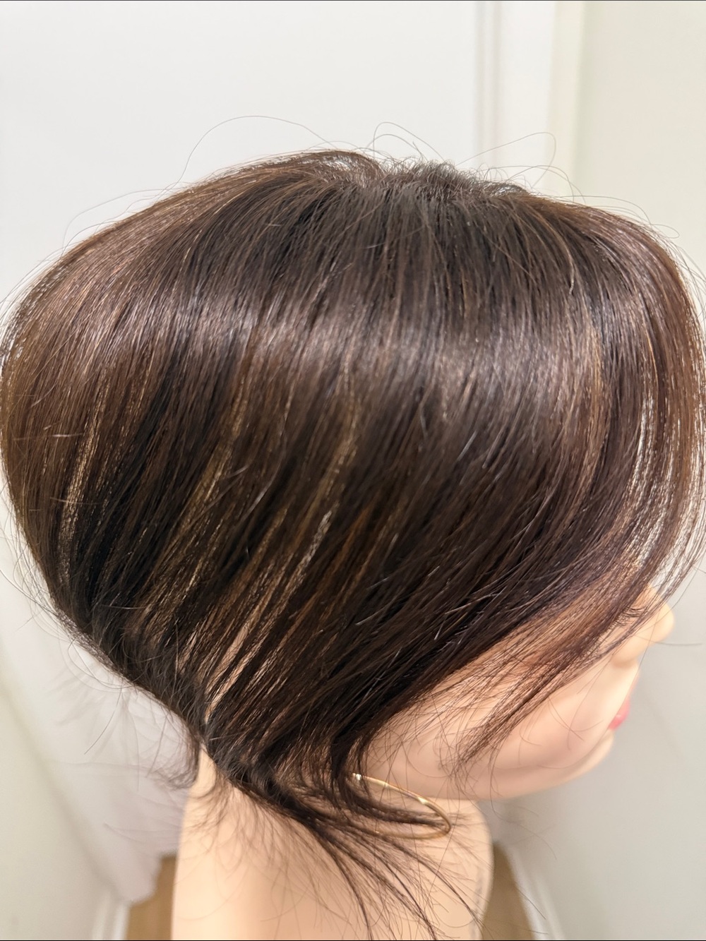 💯% 10” HUMAN HAIR Topper with Eyelashes and Wear/Care Instructions in Dark Brown - Picture 7 of 11